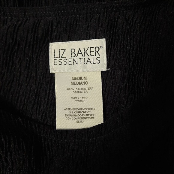 Liz Baker Top Blouse Womens Medium Black Short Sleeve - Picture 5 of 9